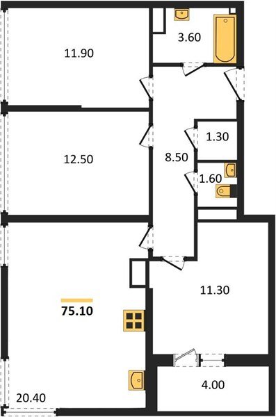 Фото №1: 3-комнатная квартира 75 м² - Краснодар, Прикубанский внутригородской округ, мкр. жилой комплекс Самолёт-6