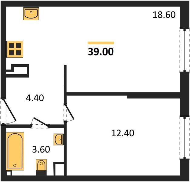 Фото №1: 1-комнатная квартира 39 м² - Краснодар, жилой комплекс Самолёт-6, мкр. Прикубанский внутригородской округ