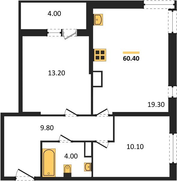 Фото №1: 2-комнатная квартира 60 м² - Краснодар, жилой комплекс Самолёт-6, мкр. Прикубанский внутригородской округ