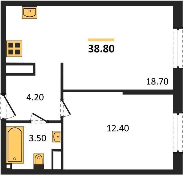 Фото №1: 1-комнатная квартира 38 м² - Краснодар, жилой комплекс Самолёт-6, мкр. Прикубанский внутригородской округ