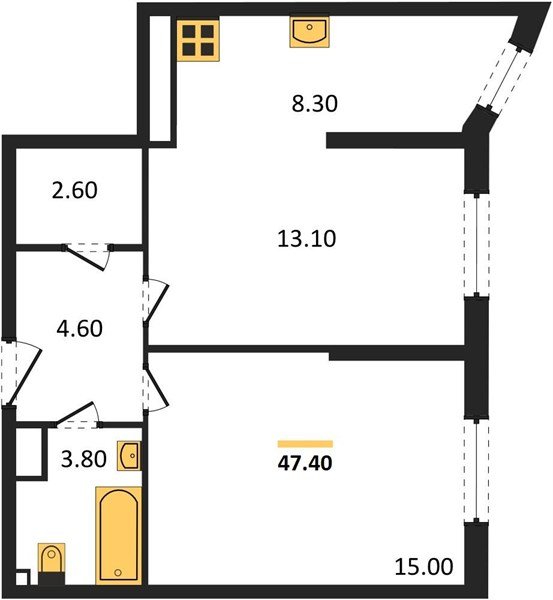 Фото №1: 2-комнатная квартира 47 м² - Краснодар, жилой комплекс Самолёт-6, мкр. Прикубанский внутригородской округ