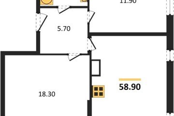 Фото №1: 2-комнатная квартира 58 м² - Краснодар, мкр. Прикубанский внутригородской округ, 