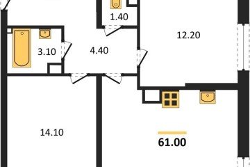 Фото №1: 2-комнатная квартира 61 м² - Краснодар, мкр. Прикубанский внутригородской округ, 