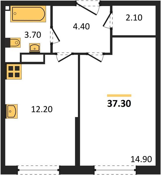 Фото №1: 1-комнатная квартира 37 м² - Краснодар, жилой комплекс Самолёт-6, мкр. Прикубанский внутригородской округ
