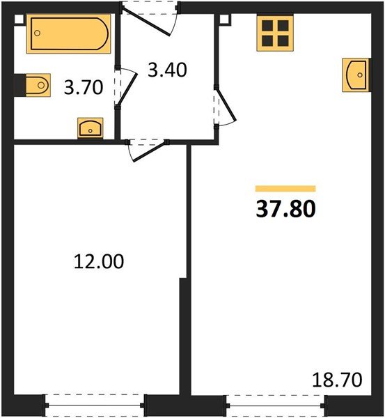 Фото №1: 1-комнатная квартира 37 м² - Краснодар, жилой комплекс Самолёт-6, мкр. Прикубанский внутригородской округ