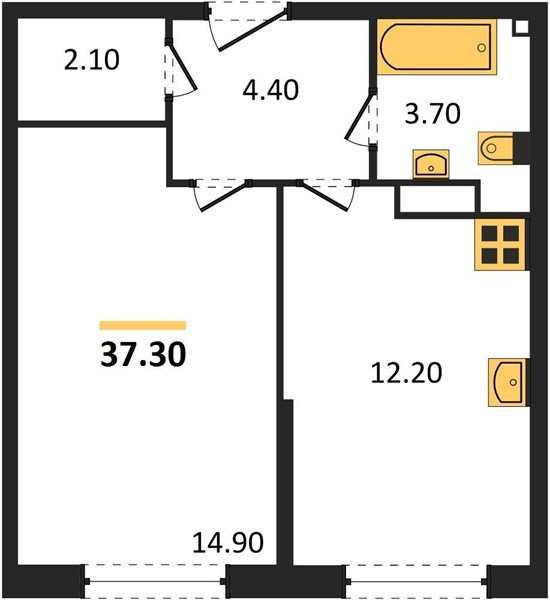 Фото №1: 1-комнатная квартира 37 м² - Краснодар, жилой комплекс Самолёт-6, мкр. Прикубанский внутригородской округ