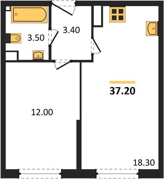 Фото №1: 1-комнатная квартира 37 м² - Краснодар, жилой комплекс Самолёт-6, мкр. Прикубанский внутригородской округ