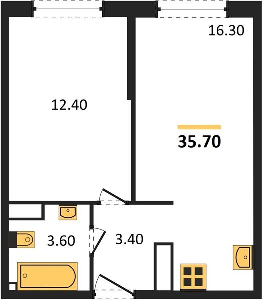 Фото №1: 1-комнатная квартира 35 м² - Краснодар, жилой комплекс Самолёт-6, мкр. Прикубанский внутригородской округ