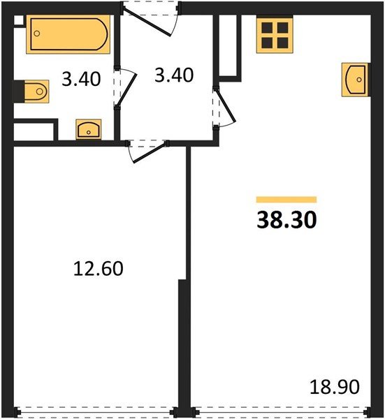 Фото №1: 1-комнатная квартира 38 м² - Краснодар, жилой комплекс Самолёт-6, мкр. Прикубанский внутригородской округ