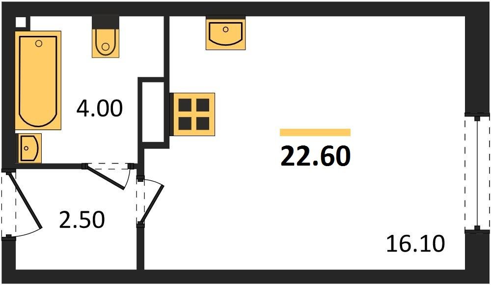 Фото №1: Студия 22 м² - Краснодар, жилой комплекс Самолёт-6, мкр. Прикубанский внутригородской округ