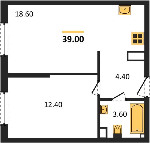 Фото №1: 1-комнатная квартира 39 м² - Краснодар, жилой комплекс Самолёт-6, мкр. Прикубанский внутригородской округ