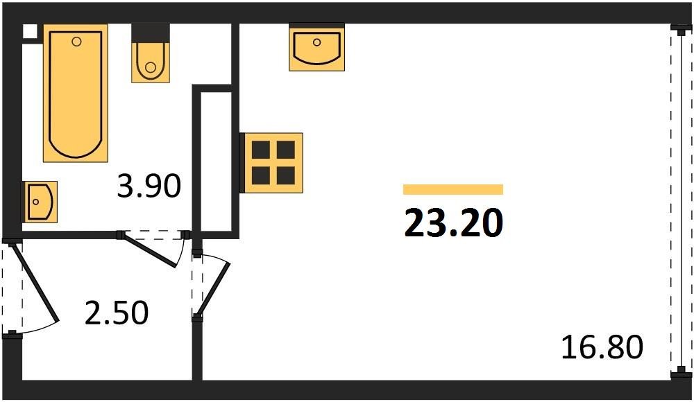 Фото №1: Студия 23 м² - Краснодар, жилой комплекс Самолёт-6, мкр. Прикубанский внутригородской округ