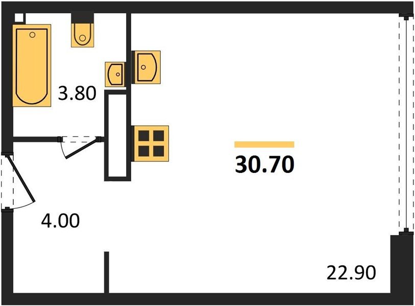 Фото №1: Студия 30 м² - Краснодар, жилой комплекс Самолёт-6, мкр. Прикубанский внутригородской округ