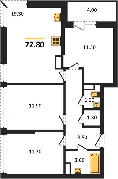Фото №1: 3-комнатная квартира 72 м² - Краснодар, жилой комплекс Самолёт-6, мкр. Прикубанский внутригородской округ