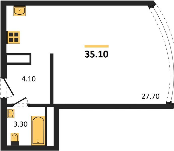 Фото №1: Студия 35 м² - Краснодар, жилой комплекс Самолёт-6, мкр. Прикубанский внутригородской округ