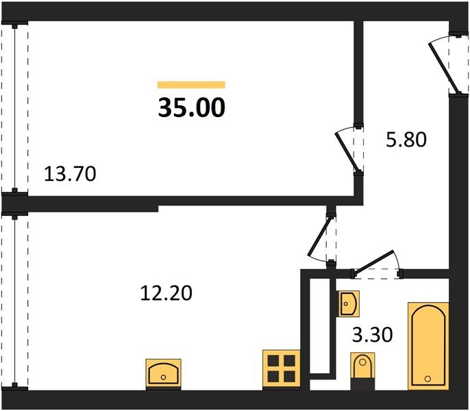 Фото №1: 1-комнатная квартира 35 м² - Краснодар, жилой комплекс Самолёт-6, мкр. Прикубанский внутригородской округ