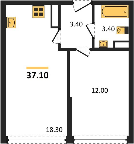 Фото №1: 1-комнатная квартира 37 м² - Краснодар, жилой комплекс Самолёт-6, мкр. Прикубанский внутригородской округ