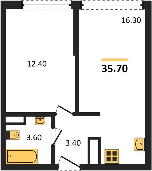 Фото №1: 1-комнатная квартира 35 м² - Краснодар, жилой комплекс Самолёт-6, мкр. Прикубанский внутригородской округ