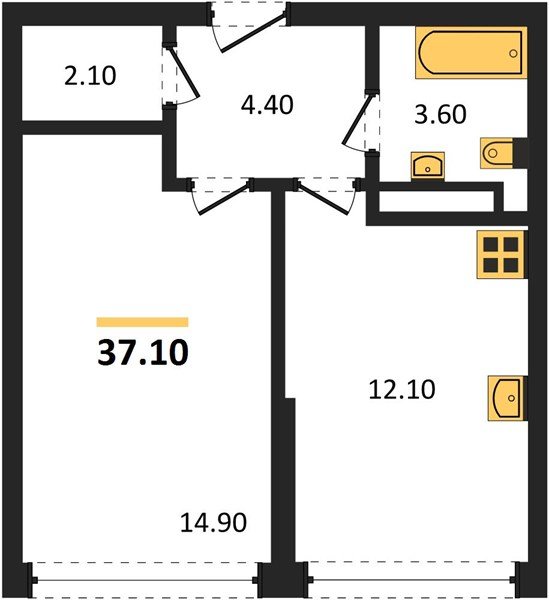 Фото №1: 1-комнатная квартира 37 м² - Краснодар, жилой комплекс Самолёт-6, мкр. Прикубанский внутригородской округ