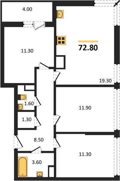 Фото №1: 3-комнатная квартира 72 м² - Краснодар, жилой комплекс Самолёт-6, мкр. Прикубанский внутригородской округ