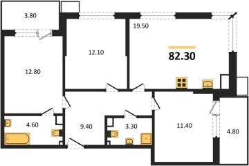 Фото №1: 3-комнатная квартира 82 м² - Краснодар, мкр. Парк Победы, 