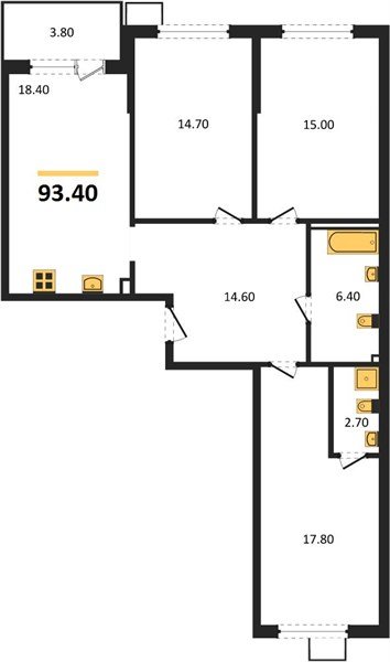Фото №1: 3-комнатная квартира 93 м² - Краснодар, Прикубанский внутригородской округ, мкр. Парк Победы