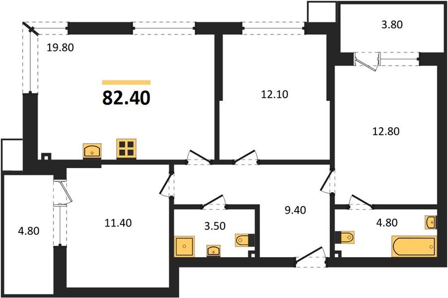 Фото №1: 3-комнатная квартира 82 м² - Краснодар, Прикубанский внутригородской округ, мкр. Парк Победы