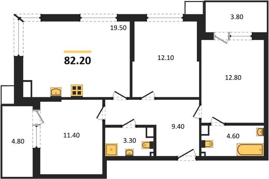 Фото №1: 3-комнатная квартира 82 м² - Краснодар, Прикубанский внутригородской округ, мкр. Парк Победы