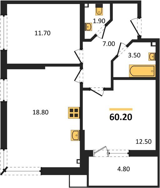 Фото №1: 2-комнатная квартира 60 м² - Краснодар, Парк Победы, мкр. Прикубанский внутригородской округ