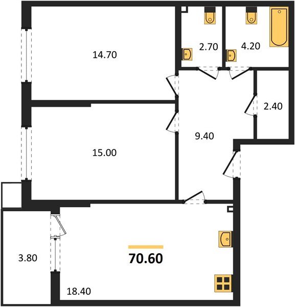 Фото №1: 2-комнатная квартира 70 м² - Краснодар, Парк Победы, 