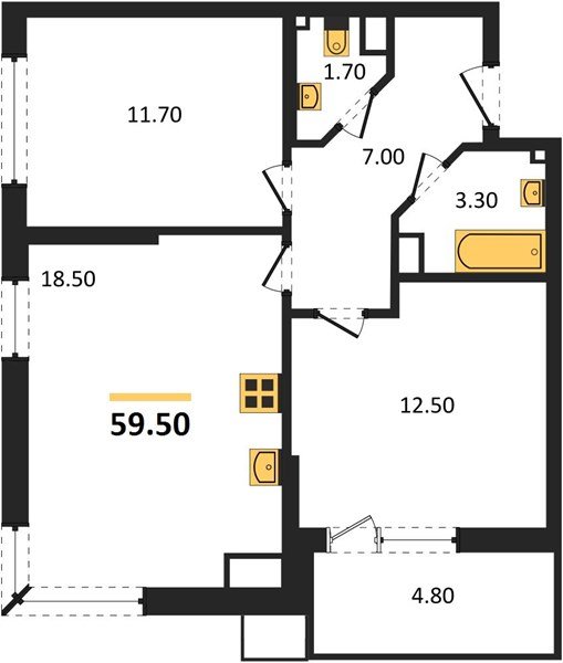 Фото №1: 2-комнатная квартира 59 м² - Краснодар, Парк Победы, 