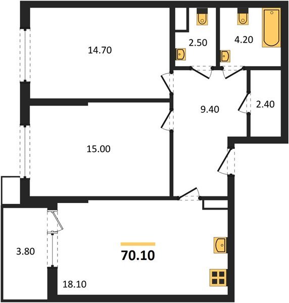 Фото №1: 2-комнатная квартира 70 м² - Краснодар, Парк Победы, мкр. Прикубанский внутригородской округ