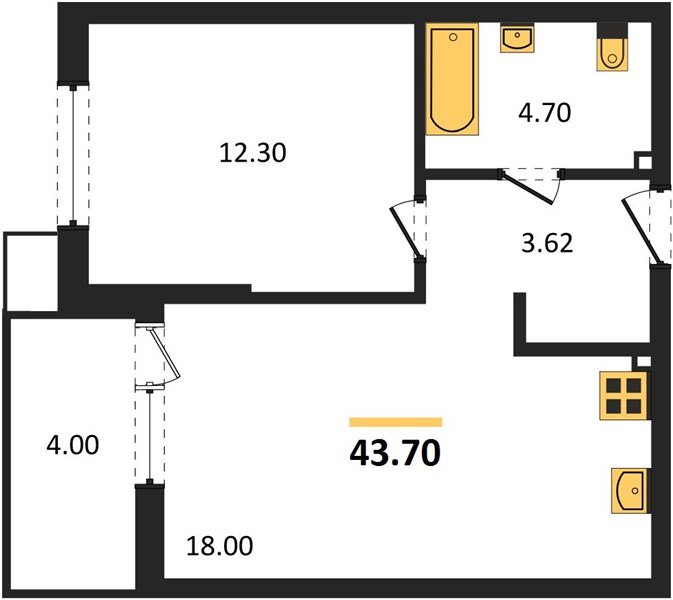 Фото №1: 1-комнатная квартира 44 м² - Краснодар, Парк Победы, мкр. Прикубанский внутригородской округ