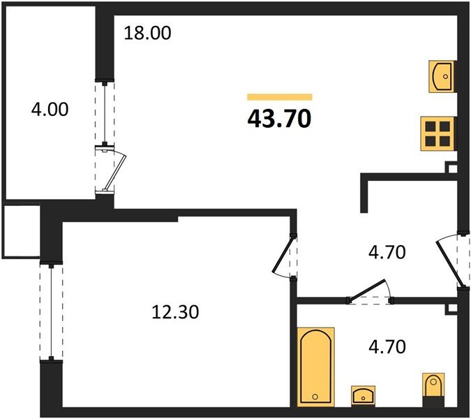 Фото №1: 1-комнатная квартира 44 м² - Краснодар, Парк Победы, мкр. Прикубанский внутригородской округ