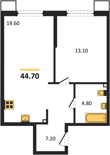 Фото №1: 1-комнатная квартира 44 м² - Краснодар, Парк Победы, мкр. Прикубанский внутригородской округ