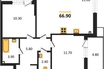 Фото №1: 2-комнатная квартира 67 м² - Краснодар, мкр. Прикубанский внутригородской округ, 