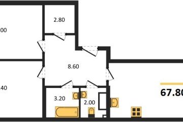 Фото №1: 2-комнатная квартира 67 м² - Краснодар, мкр. Прикубанский внутригородской округ, 