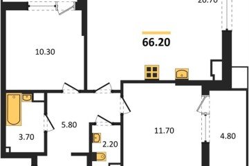 Фото №1: 2-комнатная квартира 66 м² - Краснодар, мкр. Прикубанский внутригородской округ, 