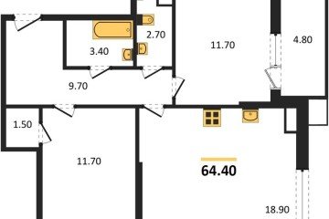 Фото №1: 2-комнатная квартира 64 м² - Краснодар, мкр. Прикубанский внутригородской округ, 