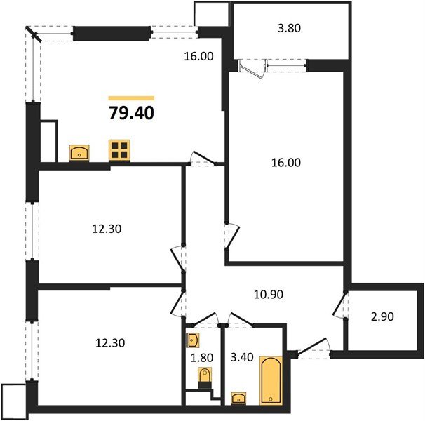 Фото №1: 3-комнатная квартира 79 м² - Краснодар, Парк Победы, мкр. Прикубанский внутригородской округ