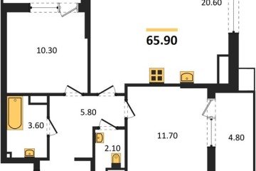 Фото №1: 2-комнатная квартира 66 м² - Краснодар, мкр. Прикубанский внутригородской округ, 