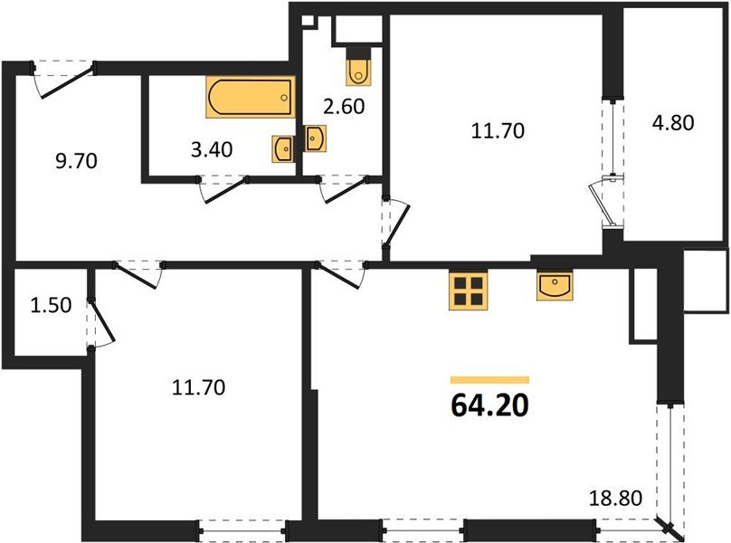 Фото №1: 2-комнатная квартира 64 м² - Краснодар, Парк Победы, мкр. Прикубанский внутригородской округ