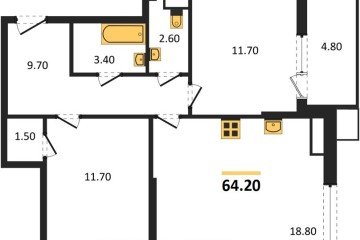 Фото №1: 2-комнатная квартира 64 м² - Краснодар, мкр. Прикубанский внутригородской округ, 