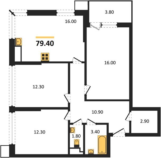 Фото №1: 3-комнатная квартира 80 м² - Краснодар, Парк Победы, мкр. Прикубанский внутригородской округ