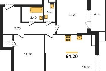 Фото №1: 2-комнатная квартира 64 м² - Краснодар, мкр. Прикубанский внутригородской округ, 