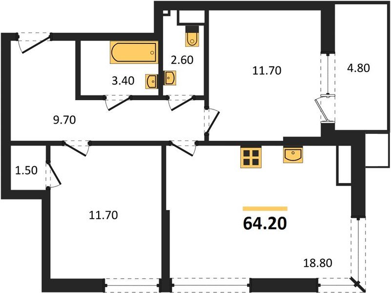 Фото №1: 2-комнатная квартира 64 м² - Краснодар, Парк Победы, мкр. Прикубанский внутригородской округ