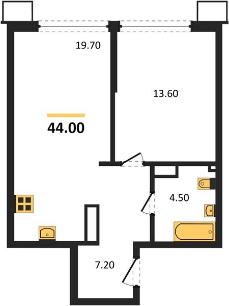 Фото №1: 1-комнатная квартира 44 м² - Краснодар, Парк Победы, мкр. Прикубанский внутригородской округ