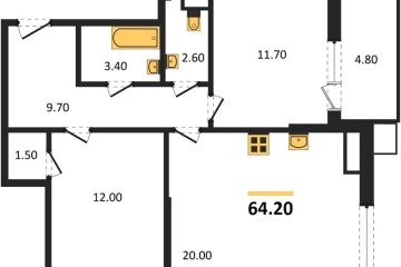 Фото №1: 2-комнатная квартира 64 м² - Краснодар, мкр. Прикубанский внутригородской округ, 