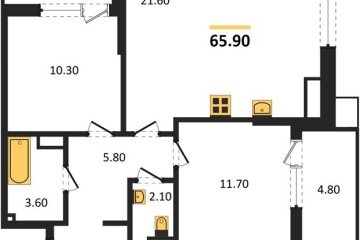 Фото №1: 2-комнатная квартира 67 м² - Краснодар, мкр. Прикубанский внутригородской округ, 
