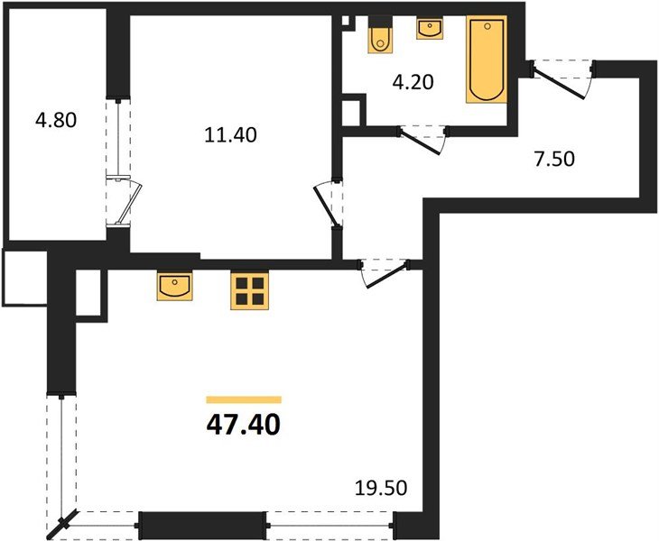 Фото №1: 1-комнатная квартира 47 м² - Краснодар, Парк Победы, мкр. Прикубанский внутригородской округ
